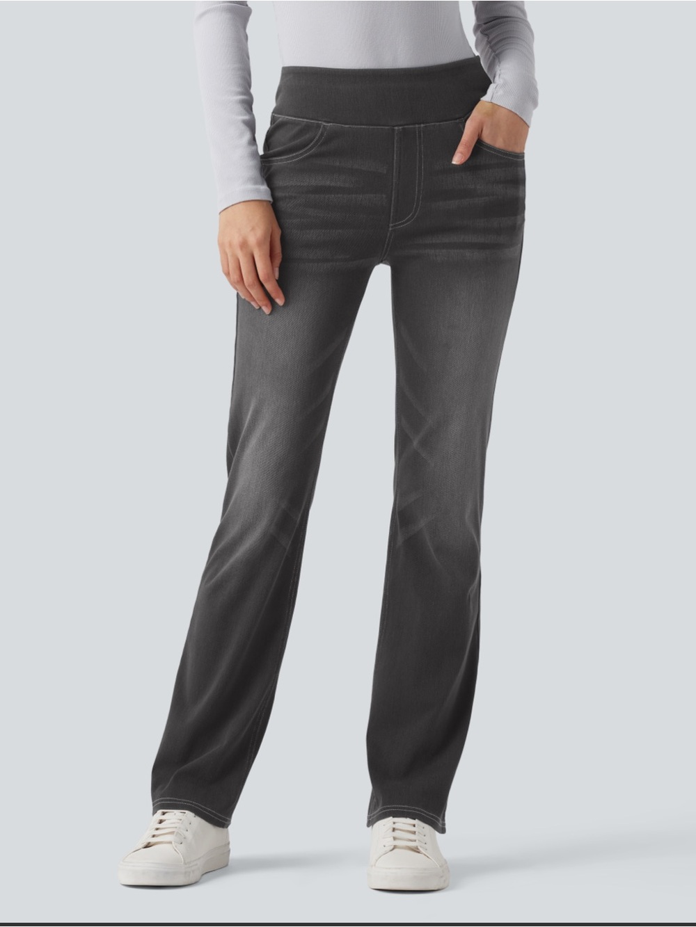 Halara Flex™ High Waisted Pockets
Washed Casual Bootcut Jeans